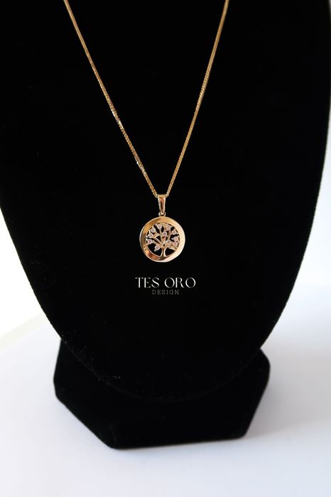 Złota Zawieszka Drzewko z Cyrkoniami | Próba Złota 585