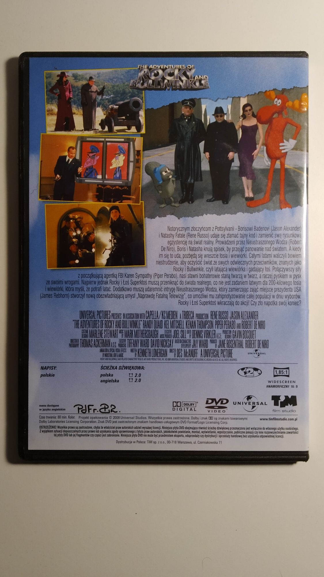 Rocky i Łoś Superktoś film na DVD De Niro Russo Alexander Wiewióra