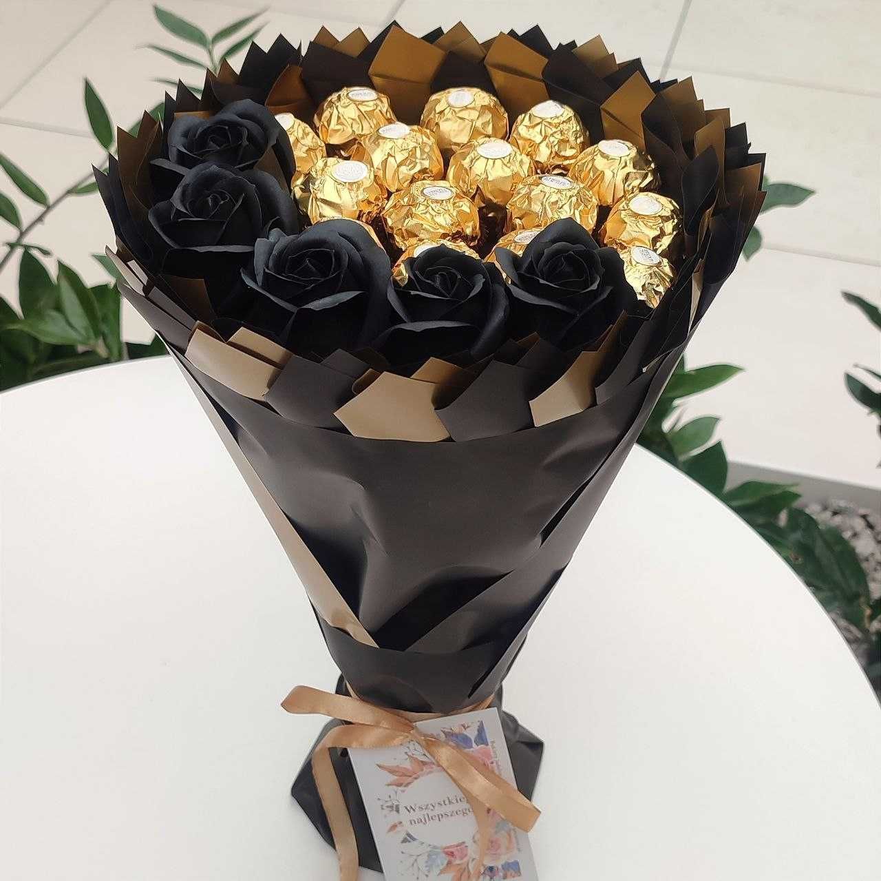 Bukiet Ferrero Rocher i róże. Prezent na 20 Urodziny, Rocznicę Ślubu