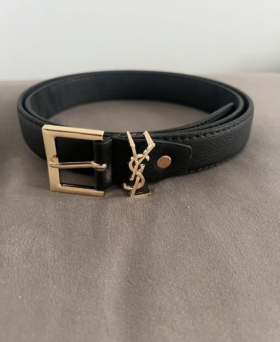 Pasek Damski YSL Yves Saint Laurent czarny złoty