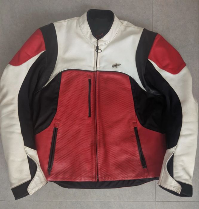 Casaco Pele Mota Alpine Stars Vermelho/Branco/Preto