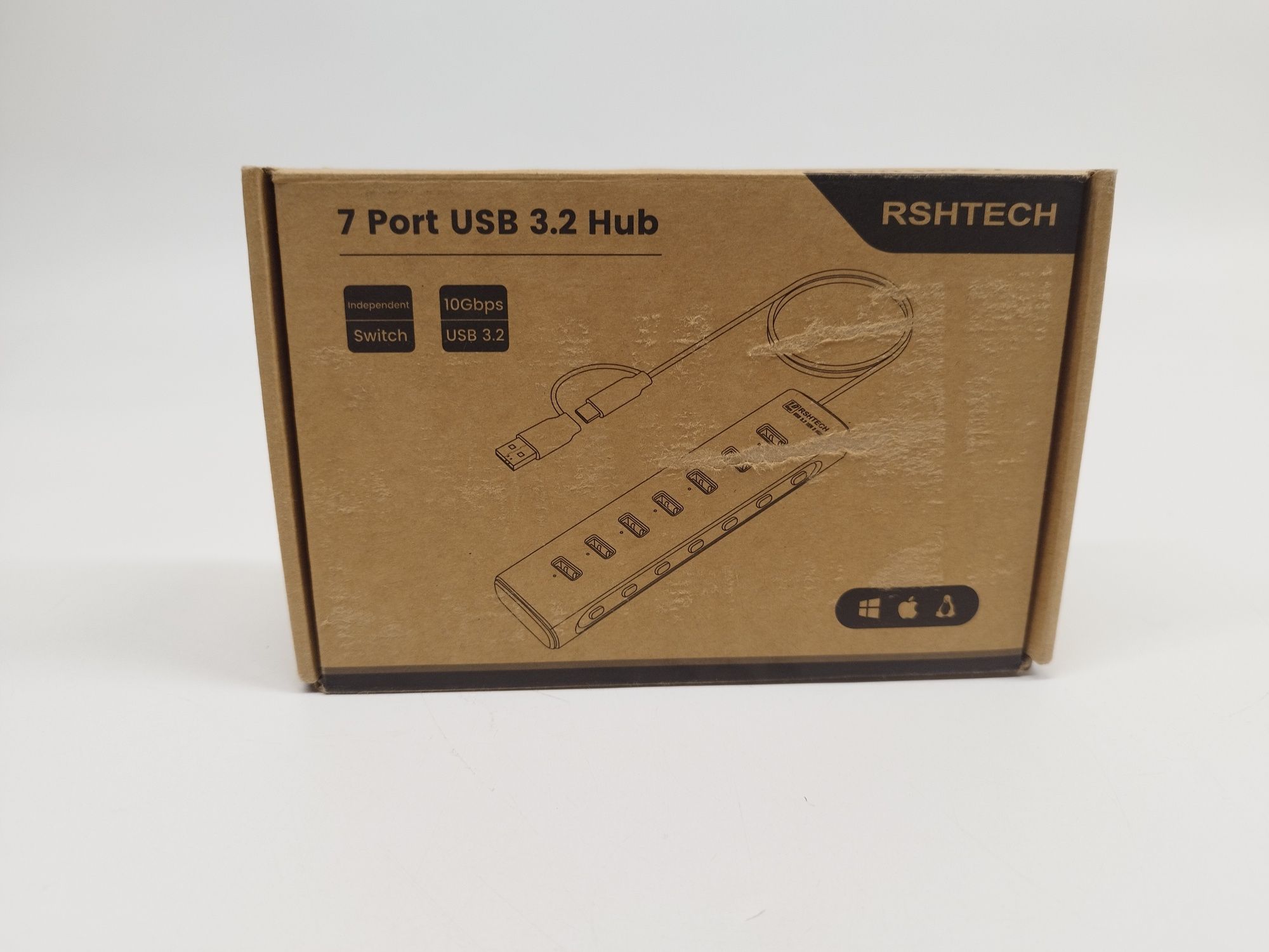Hub USB 3,2 7portowy z zasilaczem rozdzielacz USB