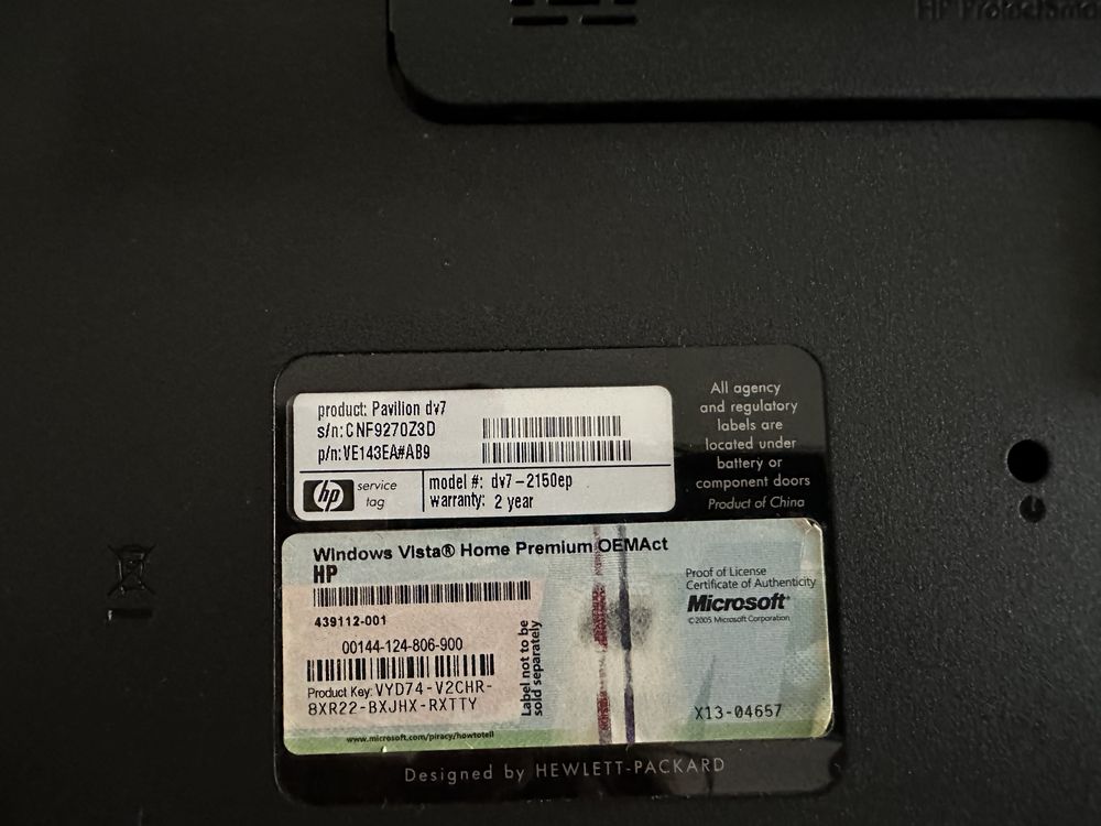 Portátil Hp pavilion dv7-2150ep