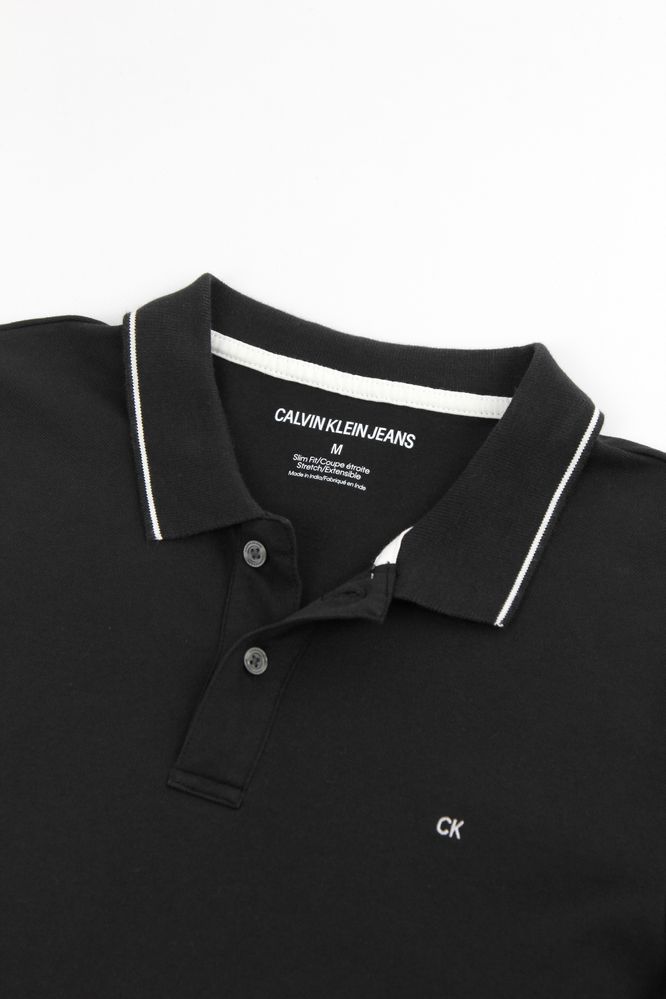CALVIN KLEIN JEANS чоловіче чорне поло Slim з логотипом. Оригінал. (М)