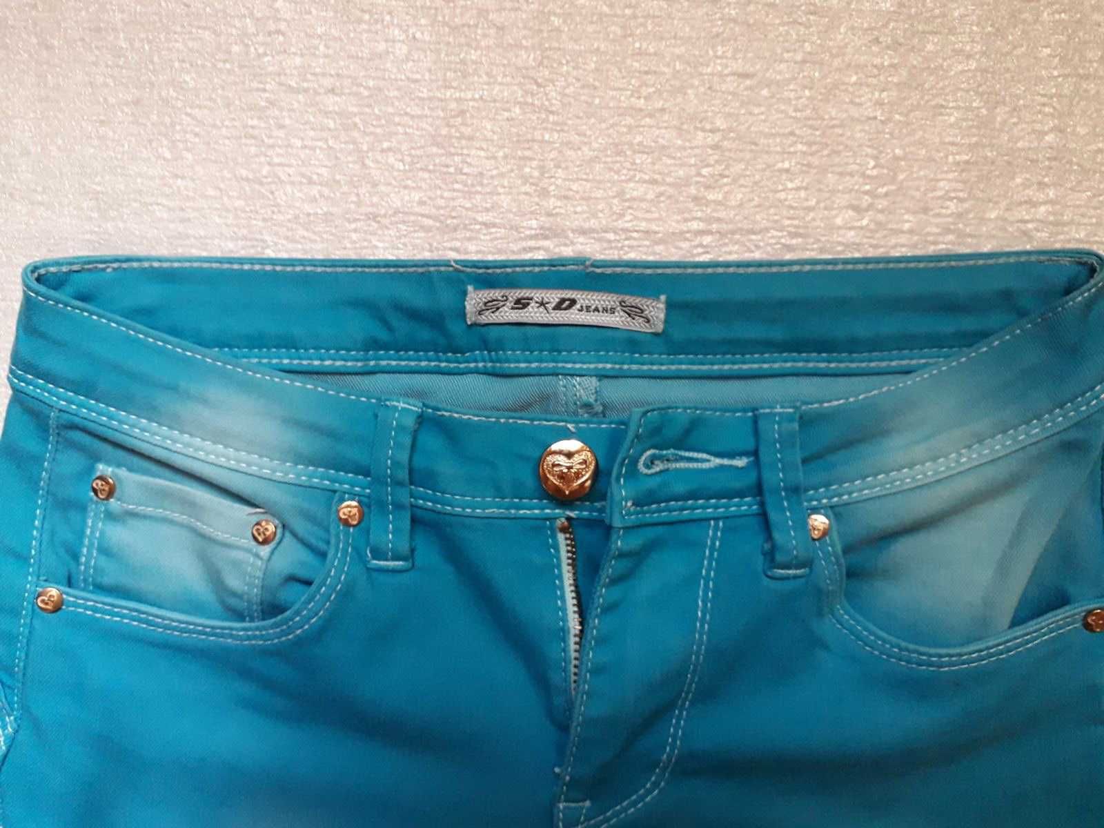 Бирюзовые женские стрейчевые  демисезонные джинсы скинни 44 размер