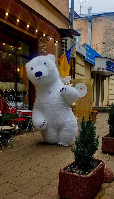 Поздравление белого медведя | Ростовая кукла | Мишка на праздник |