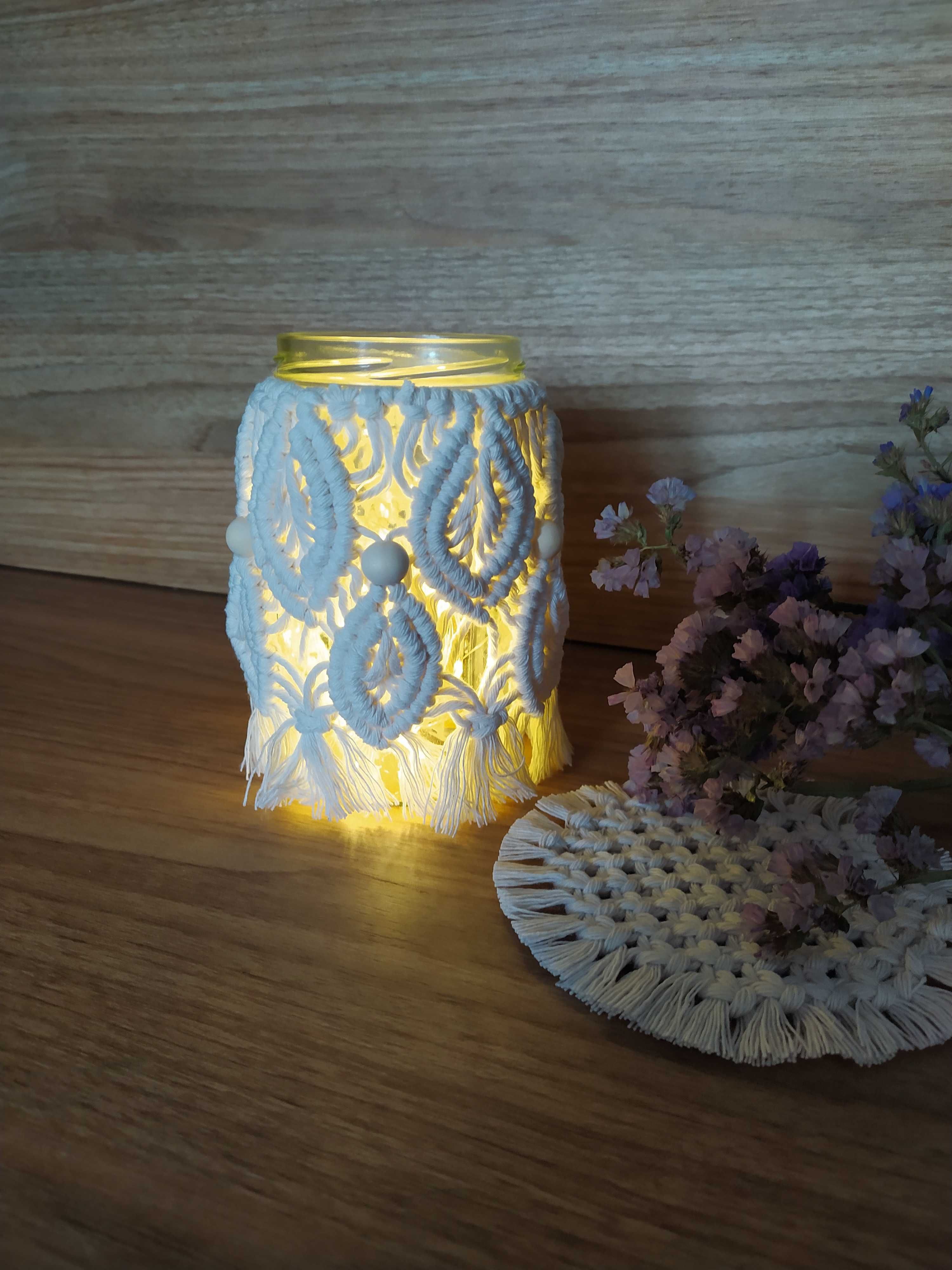 Lampion, świecznik wazon makrama
