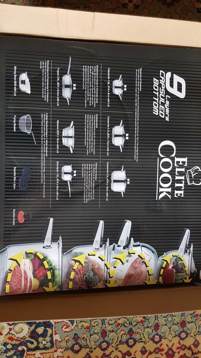 Nowy Komplet Trwałych Naczyń ze stali nierdzewnej 19el. Elite Cook