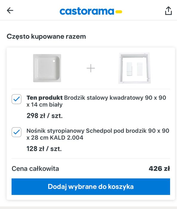 Brodzik kwadrarowy 90