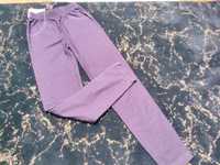 Fioletowe getry legginsy dziewczęce sport bawełna na gumce