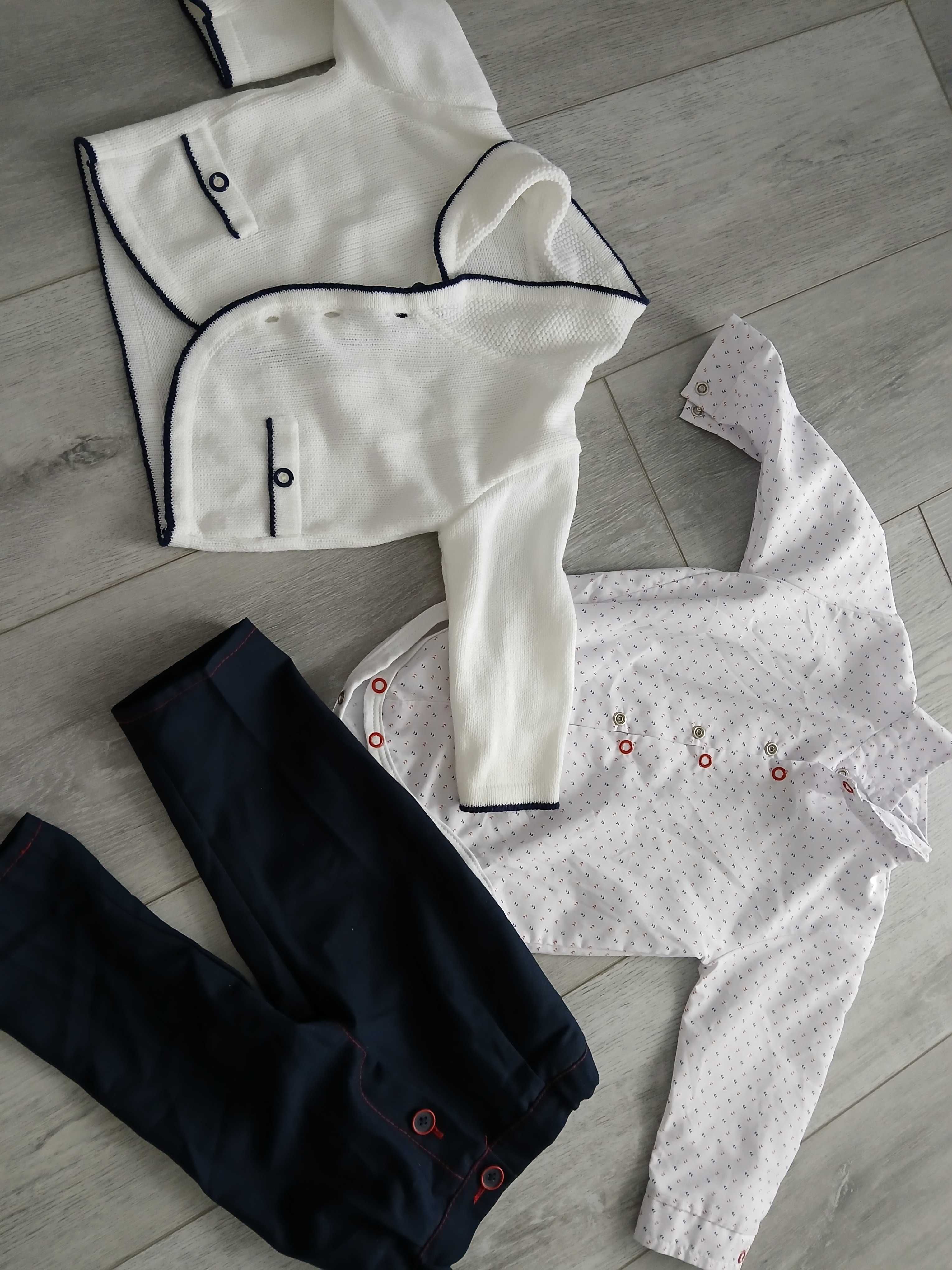 Elegancki komplet dla chłopca na chrzest r.86 + buciki