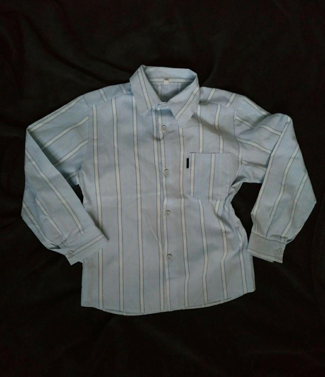 Koszula chłopięca z długim rękawem elegancka r. 128 122 niebiesko biał