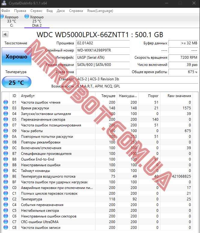 HDD 500GB 7200RPM WD Black 2.5' SATA ІДЕАЛЬНИЙ СТАН гарантія ОПТ