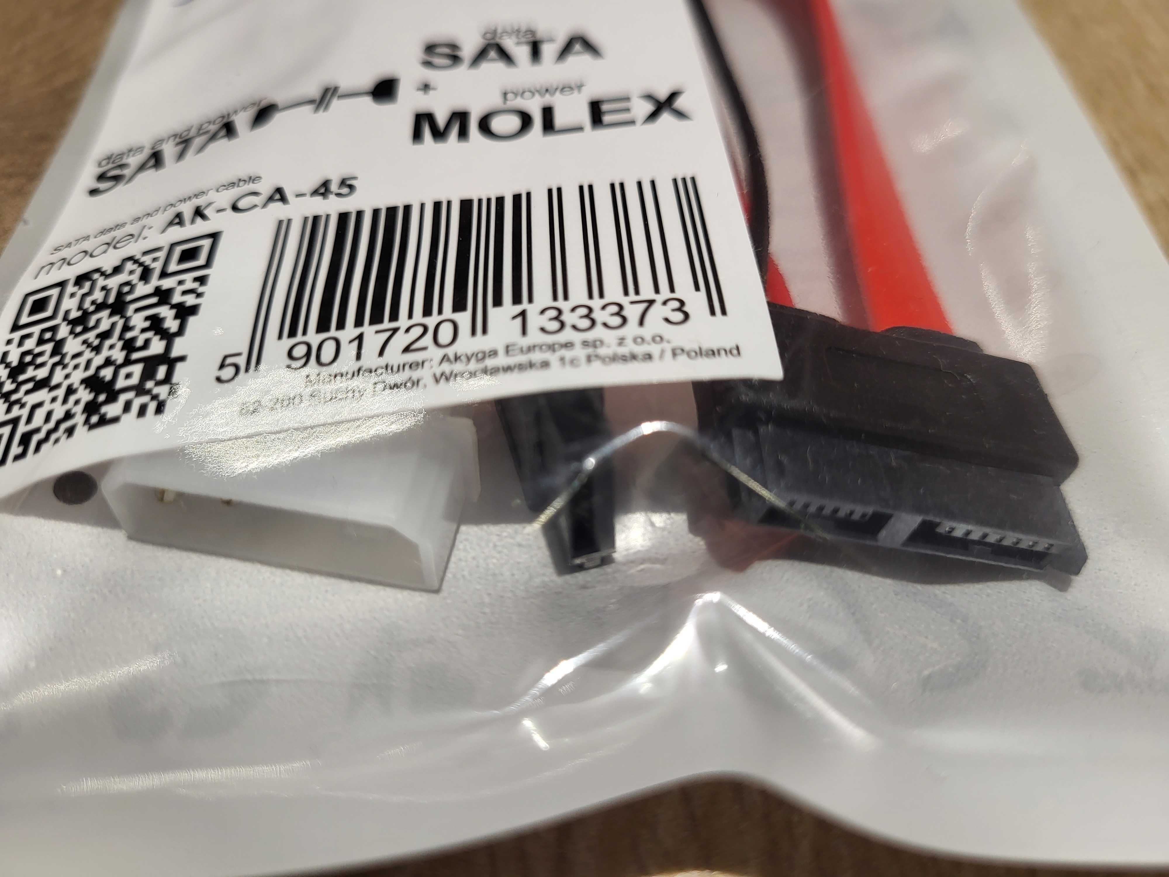 Adapter SATA SlimLine – SATA Molex Akyga AK-CA-45 Kabele nowe