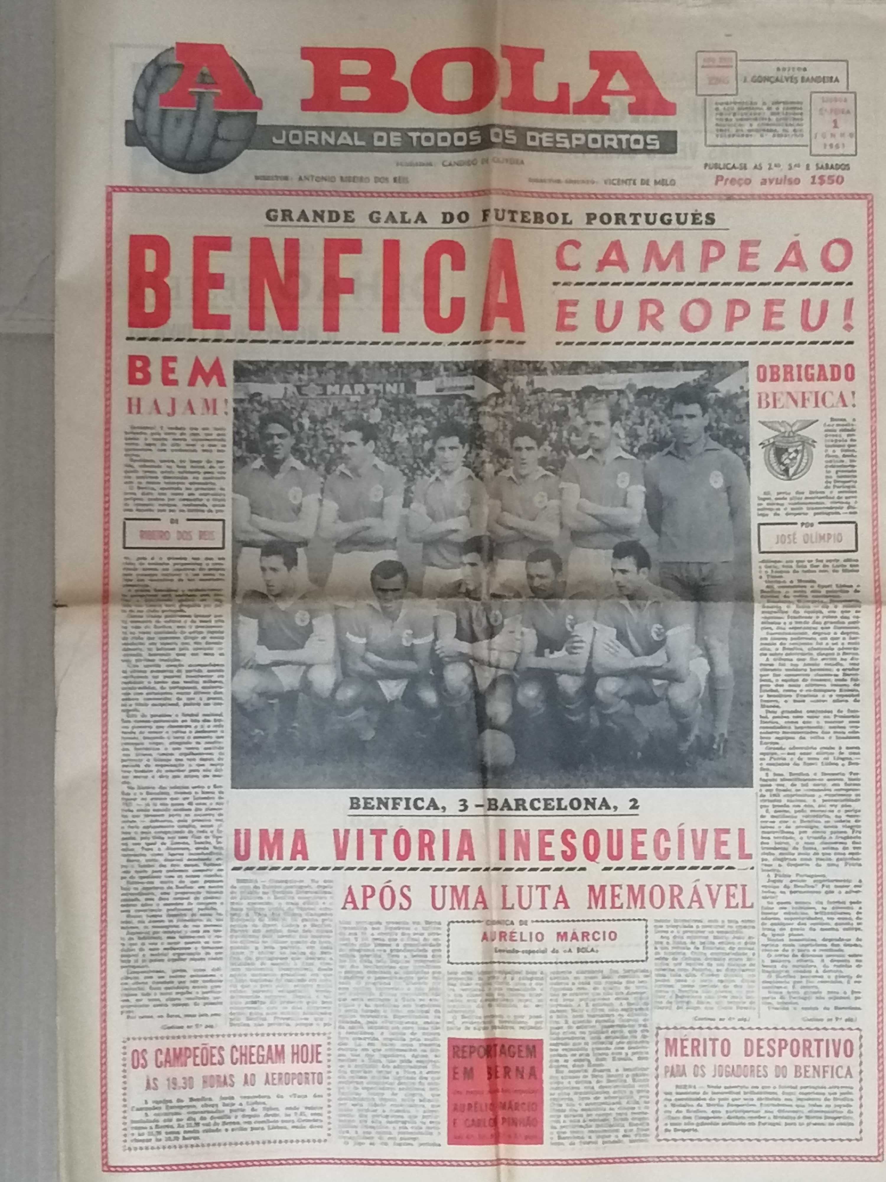 Histórico! BENFICA Campeão da Europa 1960/1961  Jornal A Bola COMPLETO