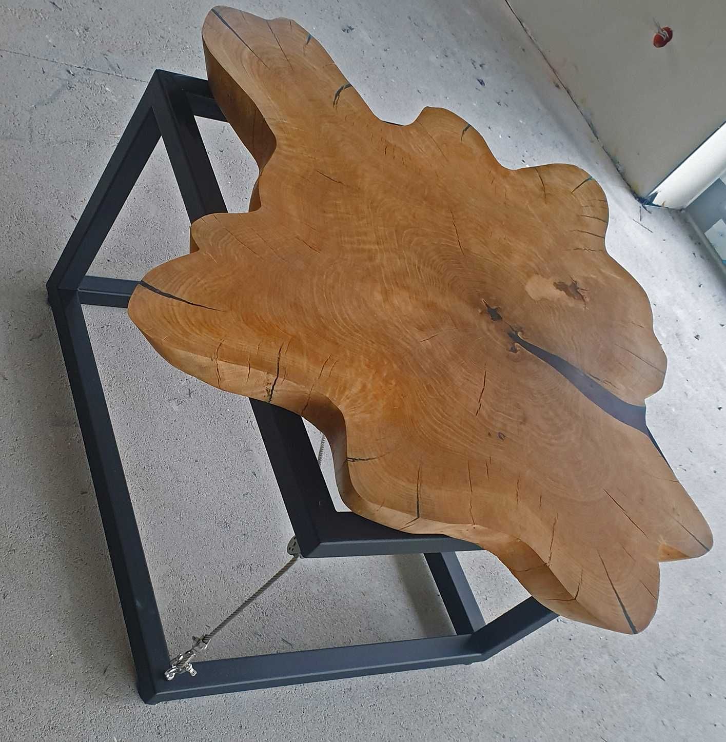 Stół, stolik kawowy, blat dębowy, plaster, żywica