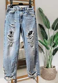 Голубые рваные джинсы мом Zara размер S/М