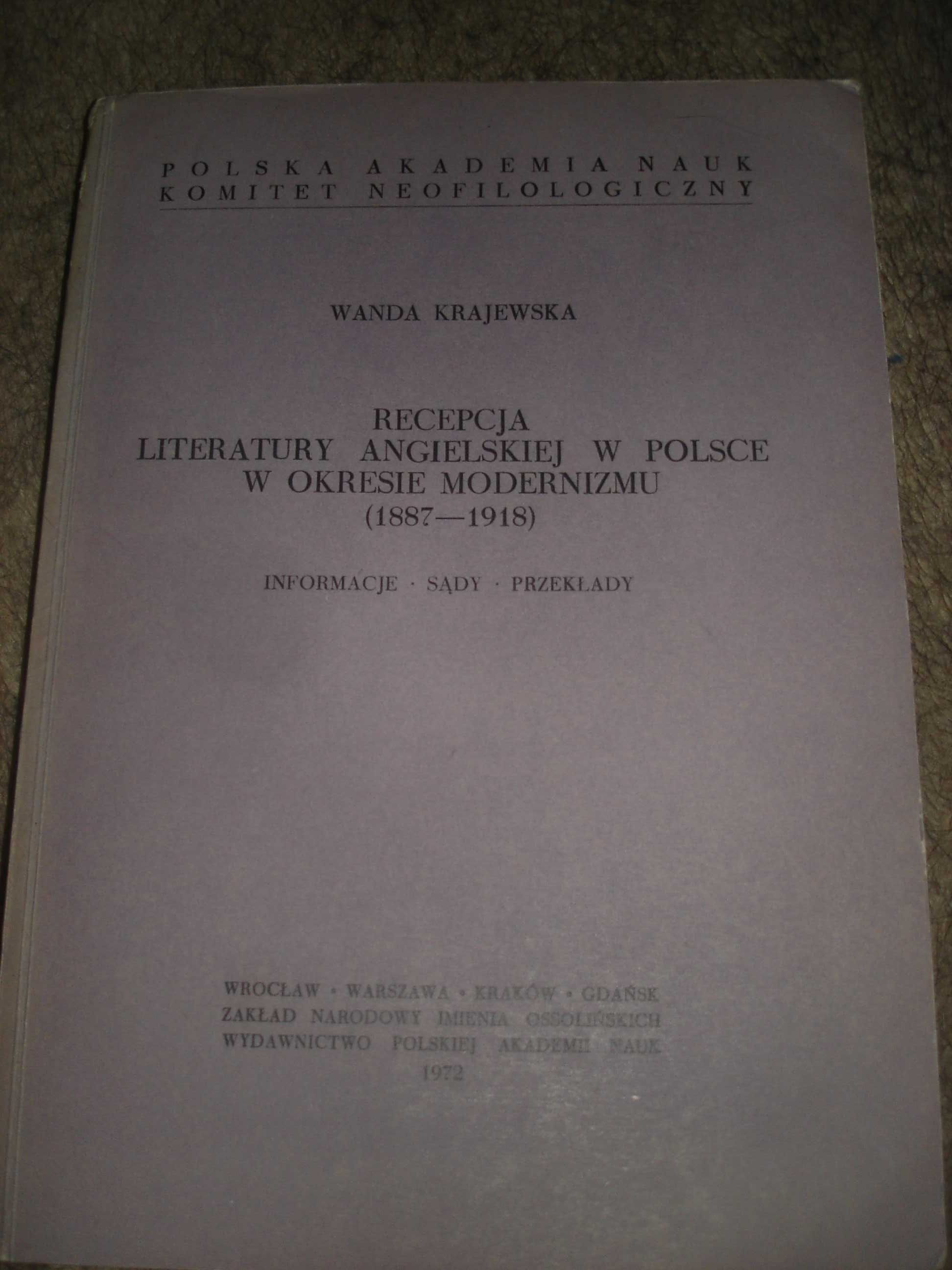 Wanda Krajewska Recepcja literatury angielskiej w Polsce