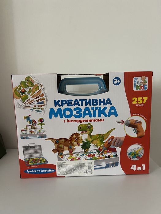 Мозаїка на шурупах з шуруповертом 4в1 динозаври