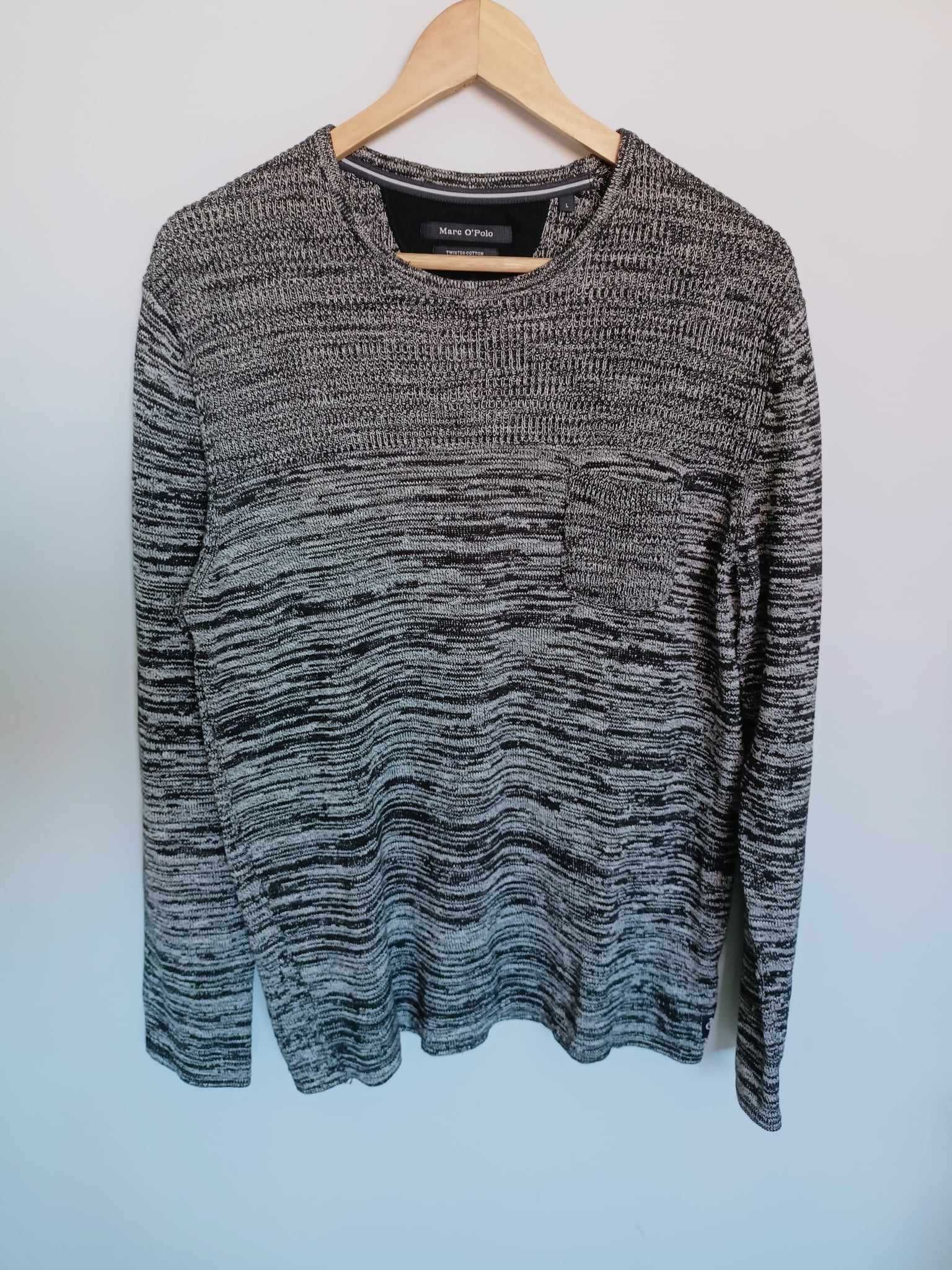 Bawełniany, męski sweterek Marc O'Polo - szary/siwy, rozmiar L