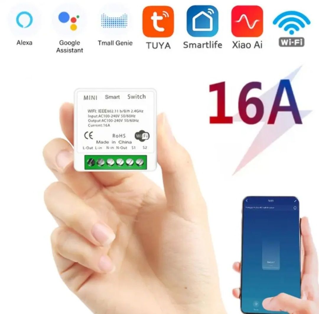 Smart switch mini 16A wifi реле tuya умный дом