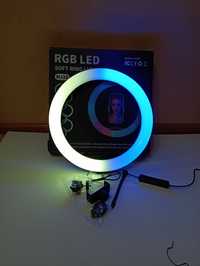 Лампа кольцевая с цветным Rgb 26 см. НА штативе 2 м. Для селфи