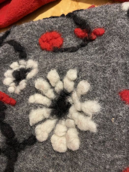 Ciepły komin szal czerwony szary aplikacje 3D ciepły zima Vintage dams