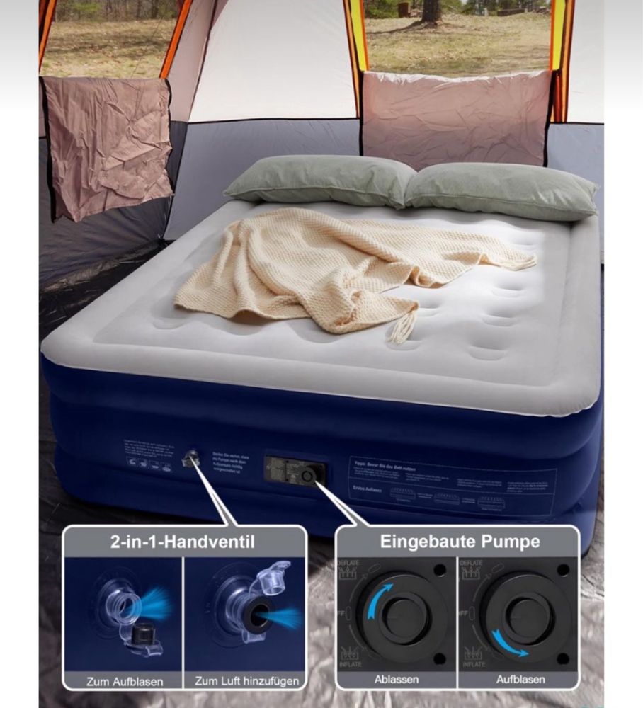 Samopompujący Dmuchany Materac Elektryczny 2 osobowy Queen Size