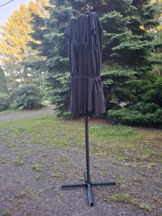 vidaXL Podwójny parasol ogrodowy, czarny, 449x245 cm