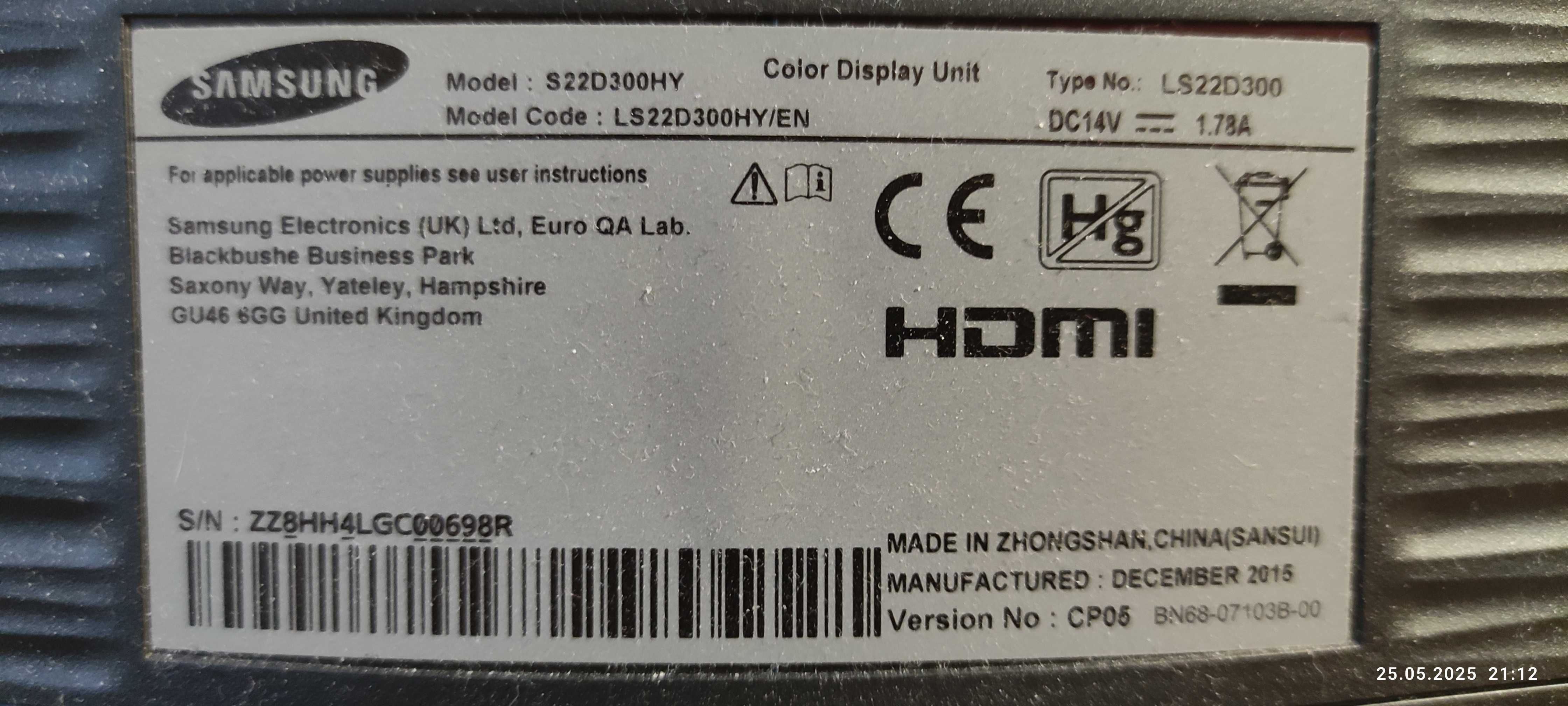 Monitor Samsung S22D300HY