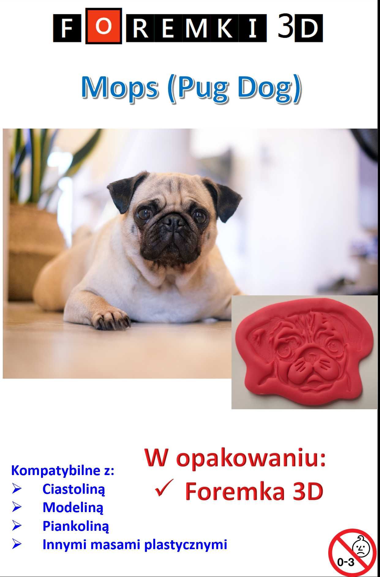 Foremka 3D w kształcie Mops (Pug Dog)