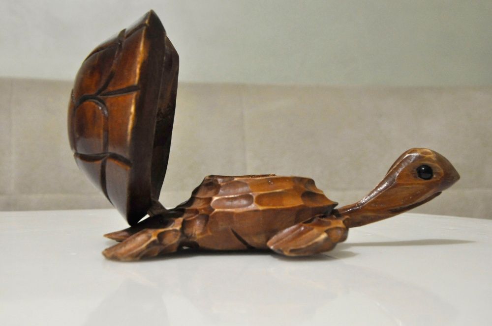 Деревянная шкатулка черепашка для колец