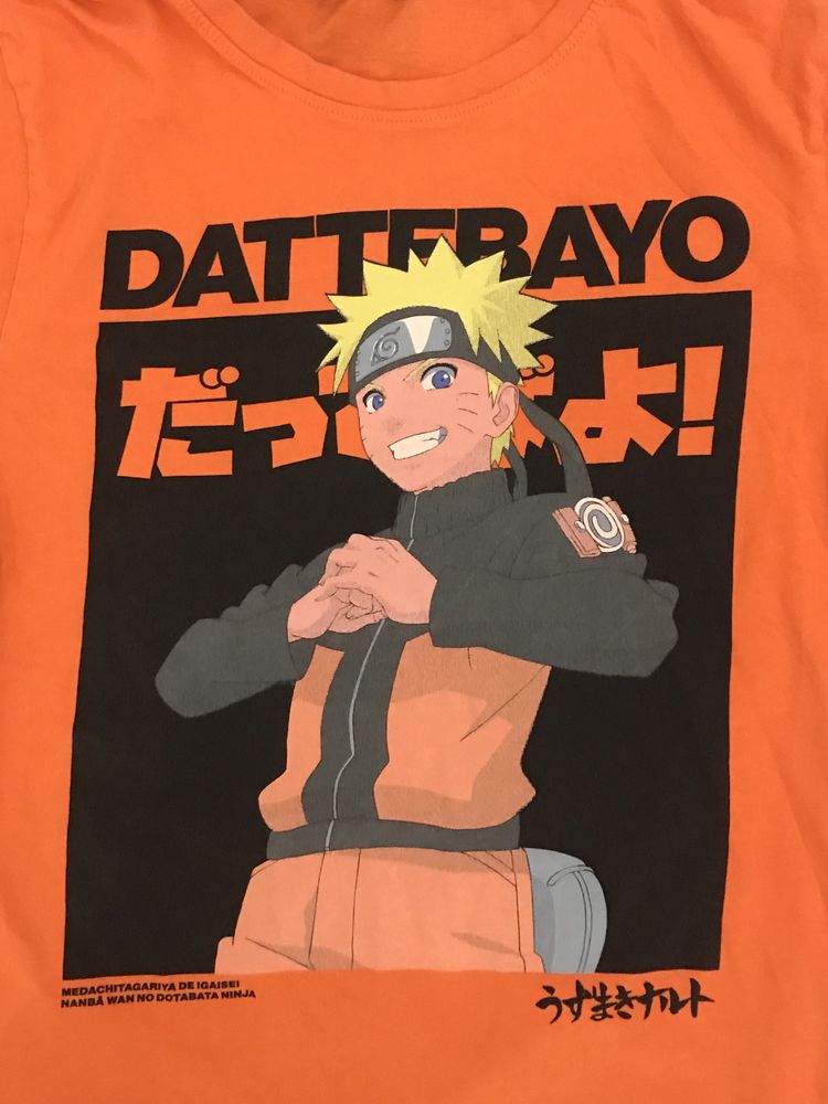 Pomarańczowa męska koszulka anime manga Naruto Cropp S