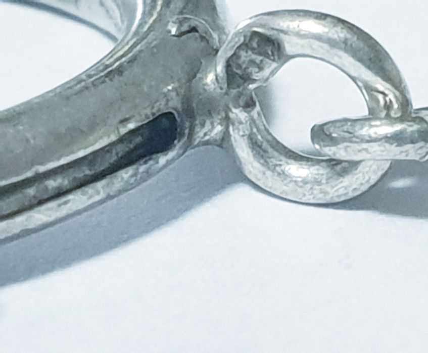 Antiga corrente de relógio de bolso em prata portuguesa contrastada