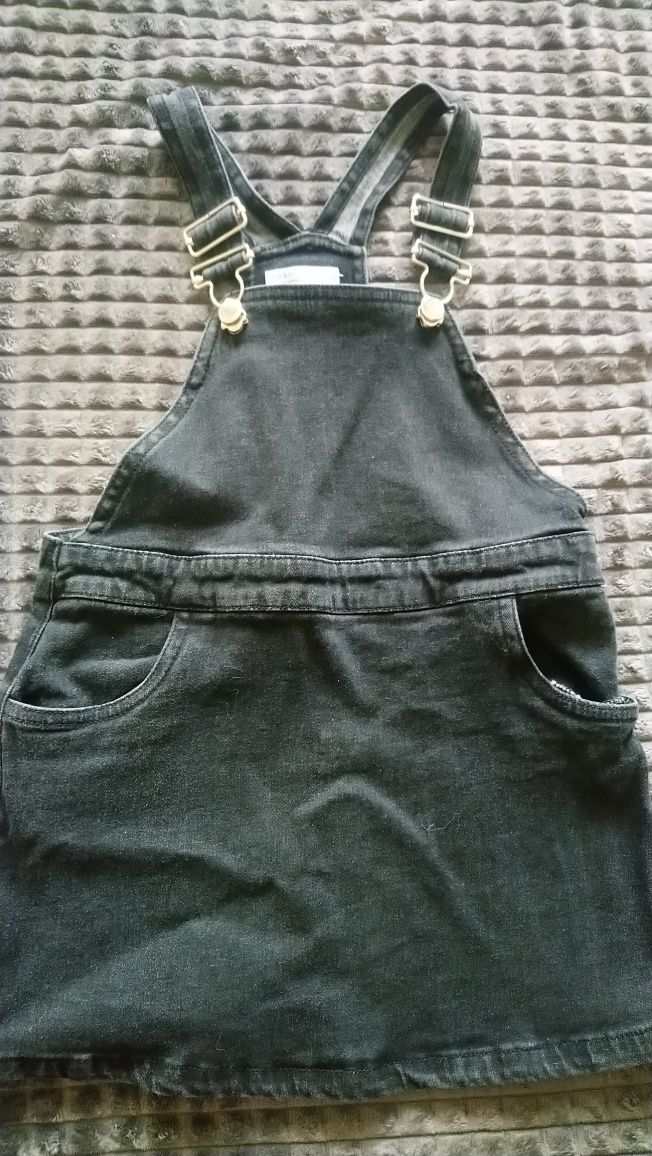 Spódnica ogrodniczka bluzka czarna jeans bawełna rozmiar 110