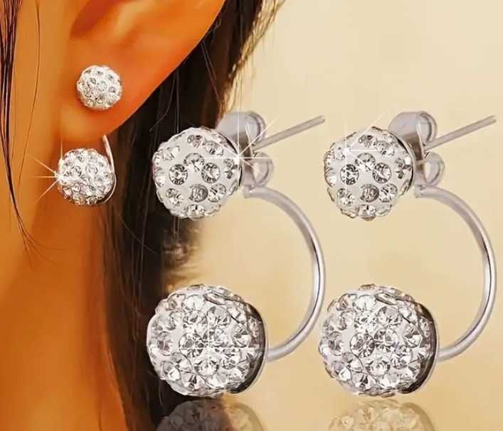 Kolczyki w kształcie kulki z kryształkami