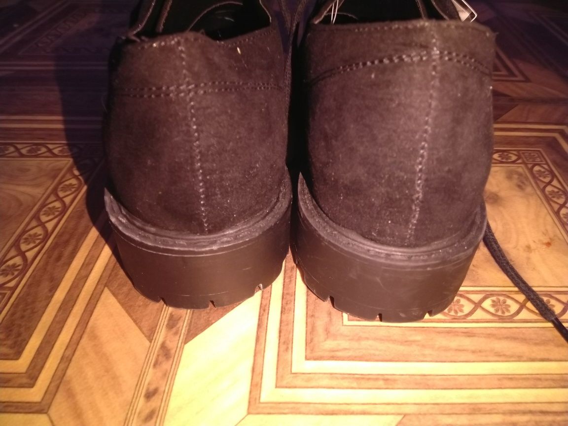 Лоферы 37 размер Primark туфли на шнурках фирменная обувь под замш