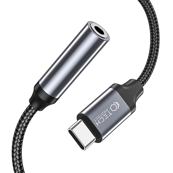 Adapter Tech-Protect UltraBoost USB-C / mini jack 3.5mm - czarny