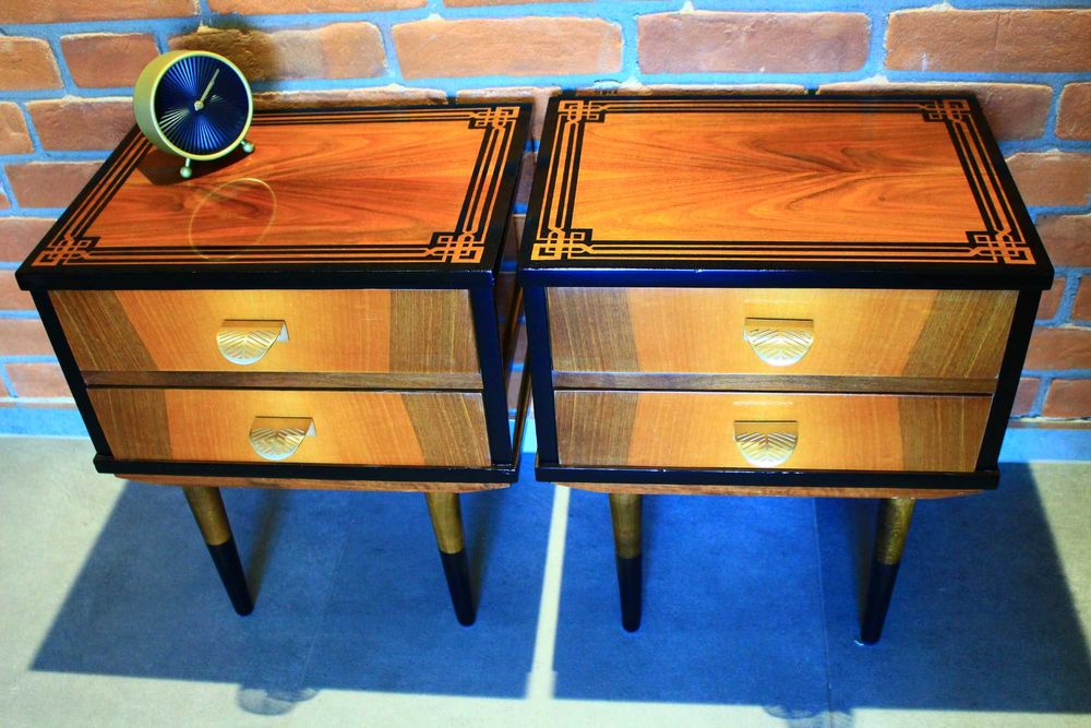 szafki nocne nakastliki PRL typ 2104 Gliwickie Zakłady po modernizacji