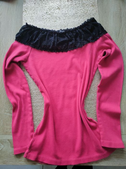 Sweter różowy z koronką S/M