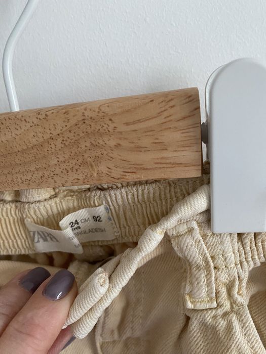 Spodnie zara 86 morelowe wysoki stan paperbag