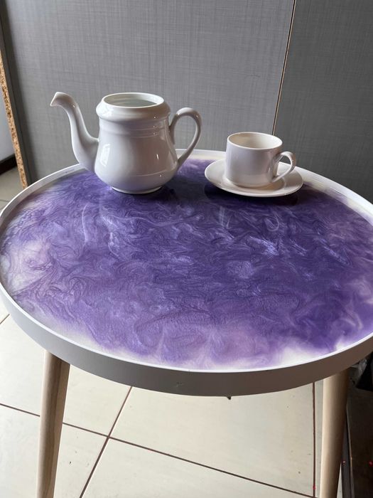 Stolik kawowy drewniany żywica epoksydowa 50CM PIĘKNY OKAZJA