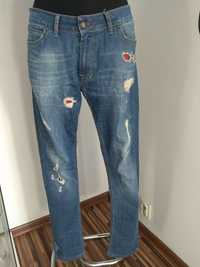 Spodnie męskie dżinsowe dżinsy z dziurami Zara Man wycierane M 48