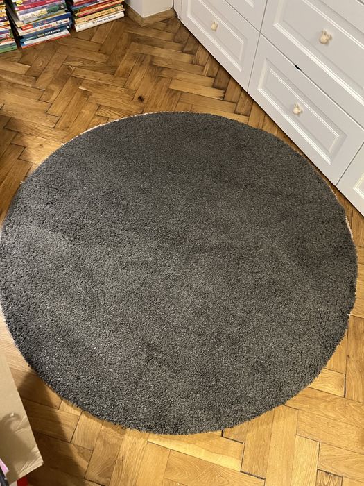 Dywan Ikea okragły 130cm grafitowy szary