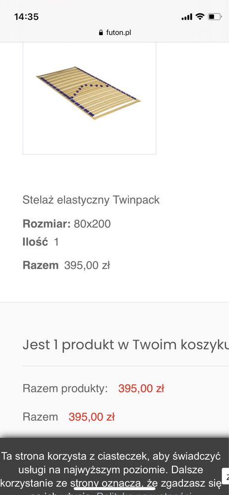 stelaż pod materac futon 80x200 twinpack elastyczny