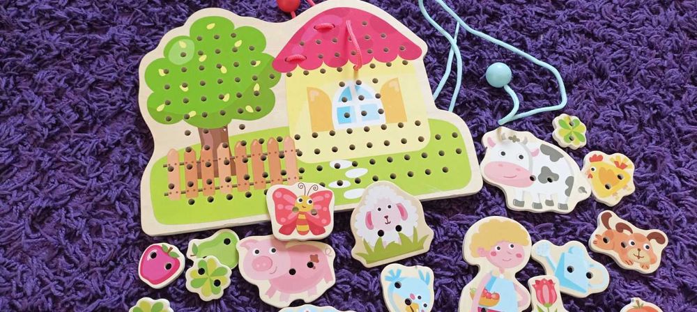 Новая детская игрушка шнуровка деревянная, большая. Германия