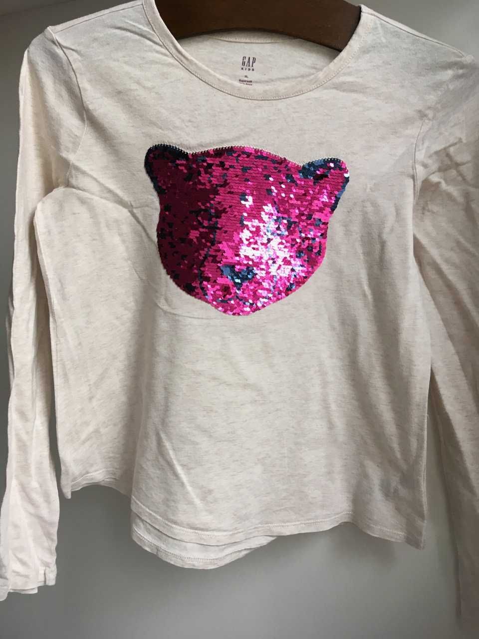 GAP bluzka długi rękaw gepard obracane cekiny 11-12 L 146/152