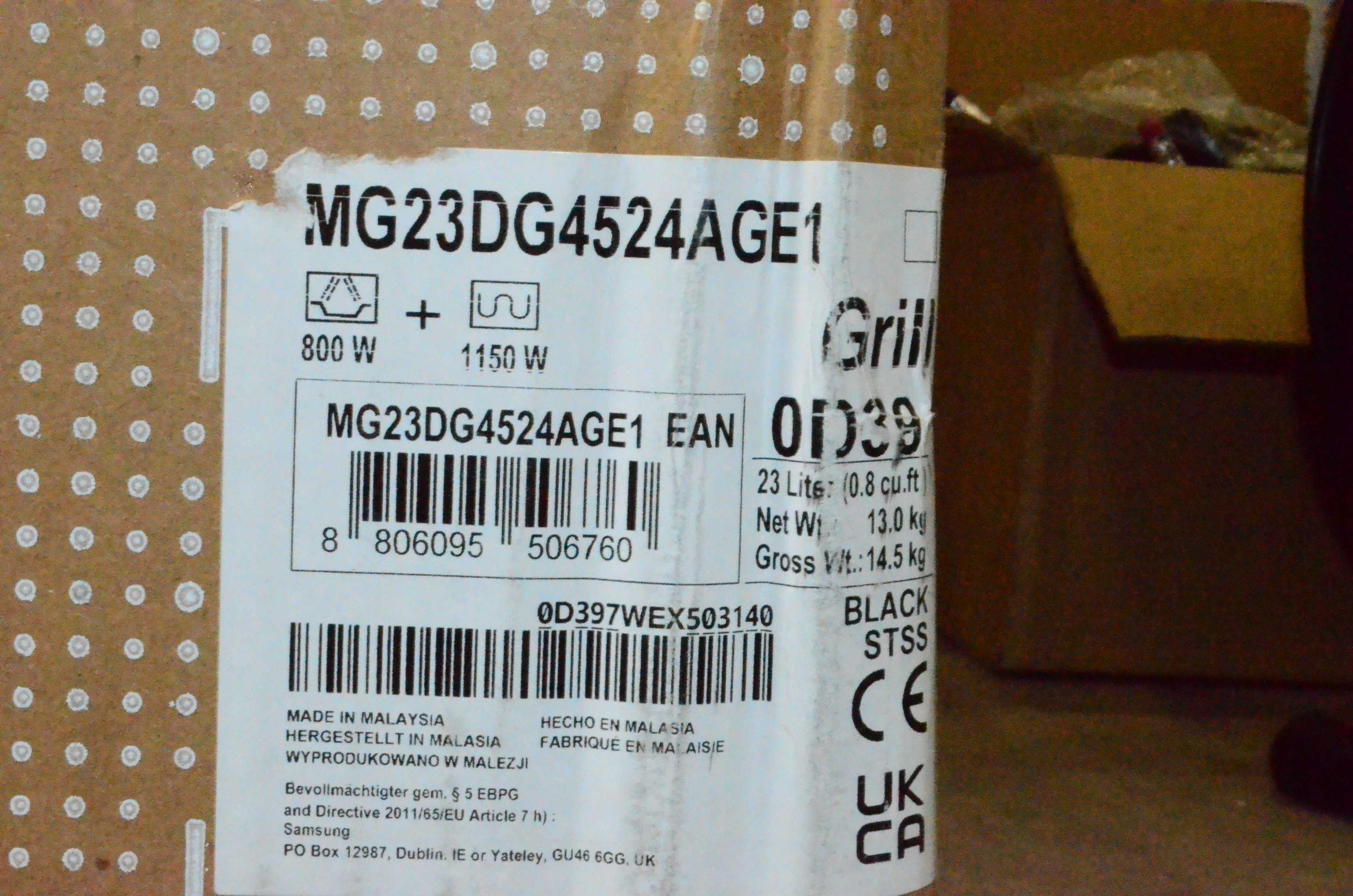 Kuchenka mikrofalowa SAMSUNG MG23DG4524AGE1 grill