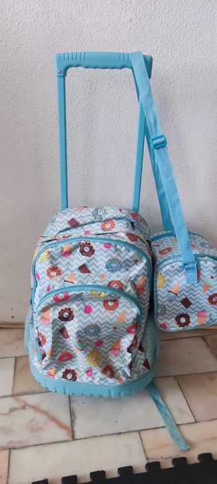 Mochila escolar trolley mais lancheira criança