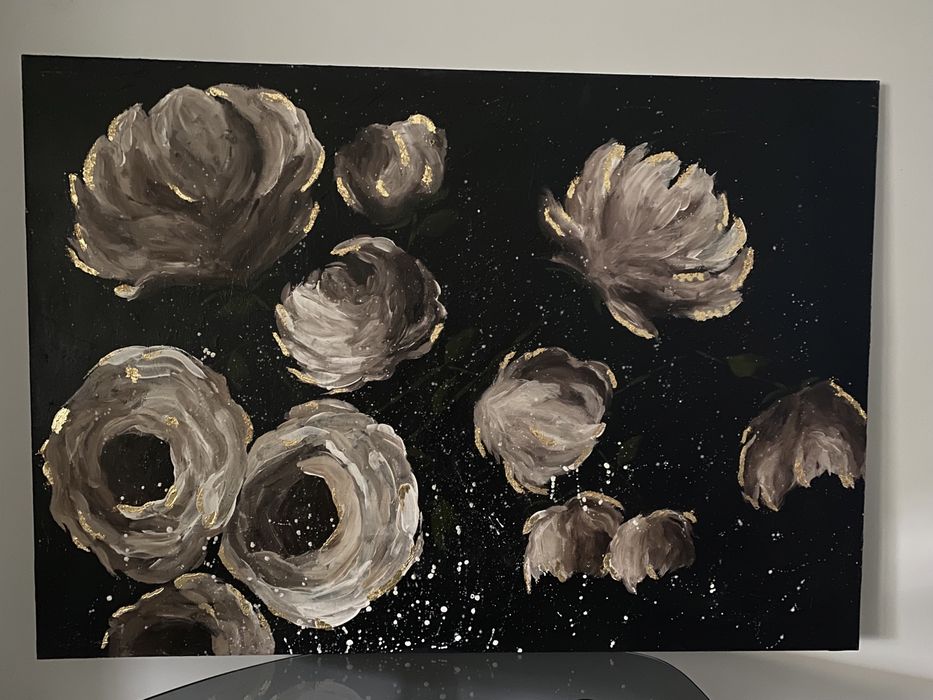 Obraz kwiaty ręcznie malowany 70x100